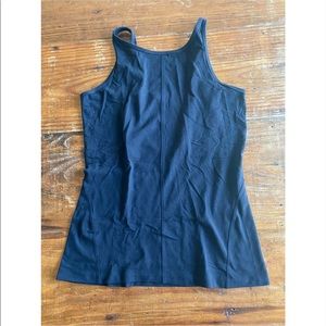 Black high neck low back tank